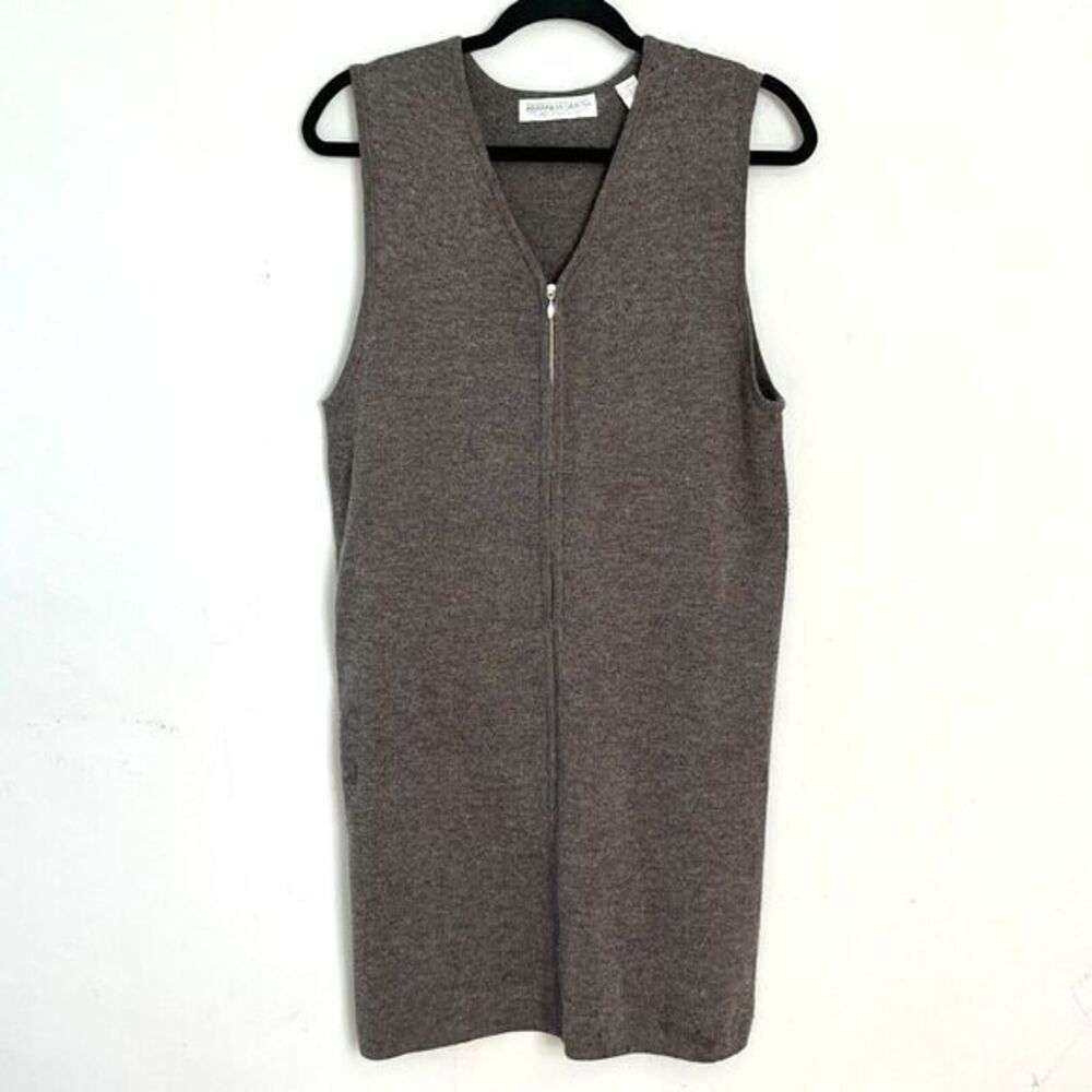Vintage Lambswool Blend Sleeveless Sweater Knit Dress‎ by Amanda Smith Sz M Gray